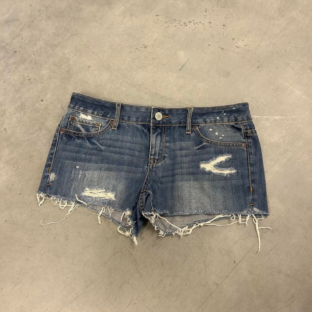 Y2K Aeropostale Grunge Style Dark Wash Micro Jean Shorts